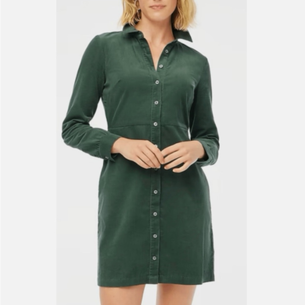 J. Crew Factory Deep Green Button-Up Dress